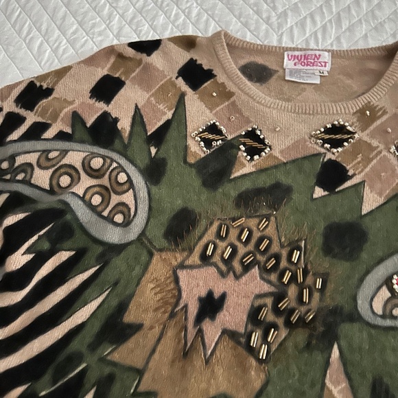 Vivien Forest Women’s Wool Beaded Sweater Medium 80s Vintage - Picture 5 of 10